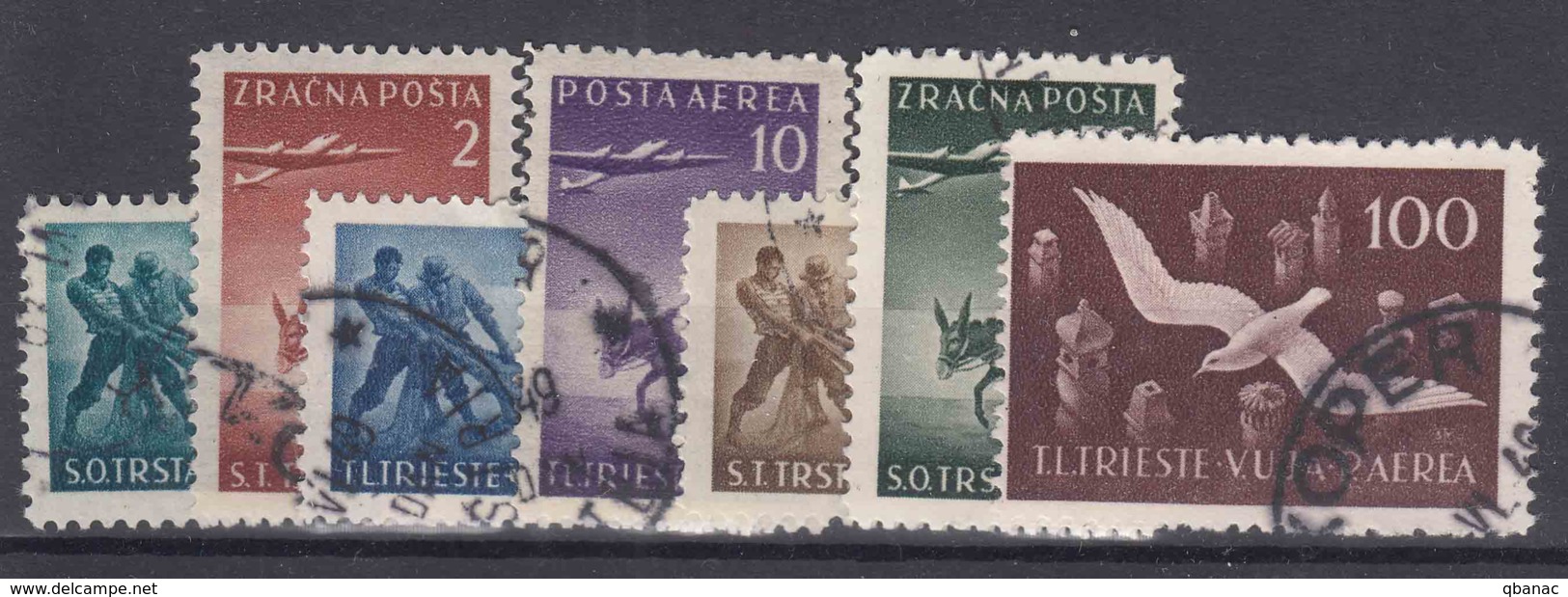 Italy Yugoslavia Trieste Zone B 1949 Airmail Mi#5-11 Sassone#3-9 Used - Gebraucht