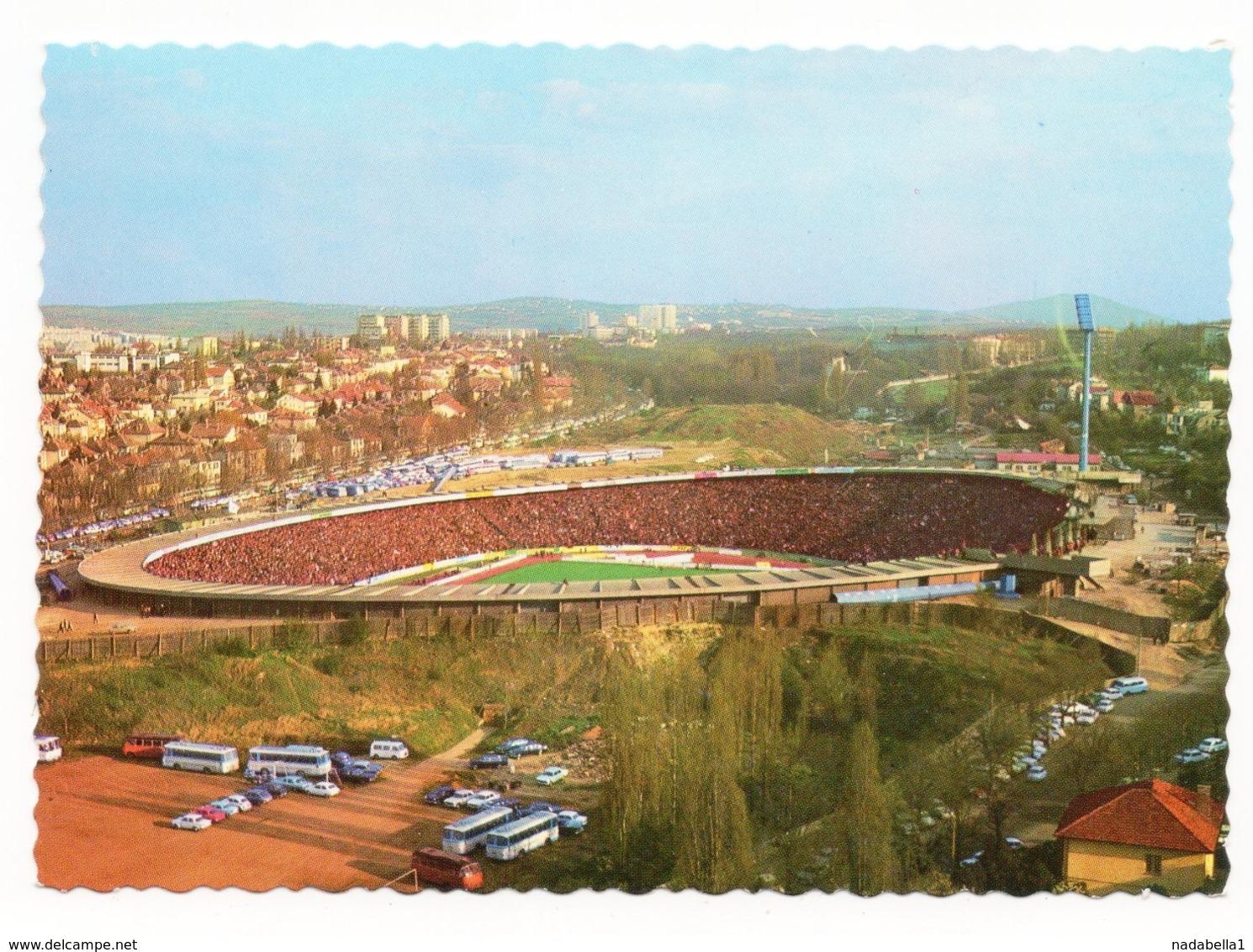 1960s YUGOSLAVIA, SERBIA, BELGRADE, RED STAR FOOTBALL GROUND, CRVENA ZVEZDA, FUDBAL, STADION, ILLUSTR. POSTCARD, MINT - Joegoslavië