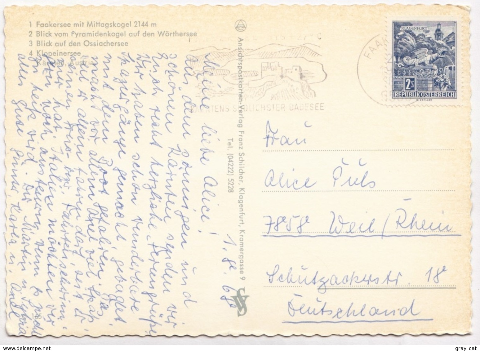 Karntner Seen, Austria, 1968 Used Postcard [23472] - Other & Unclassified