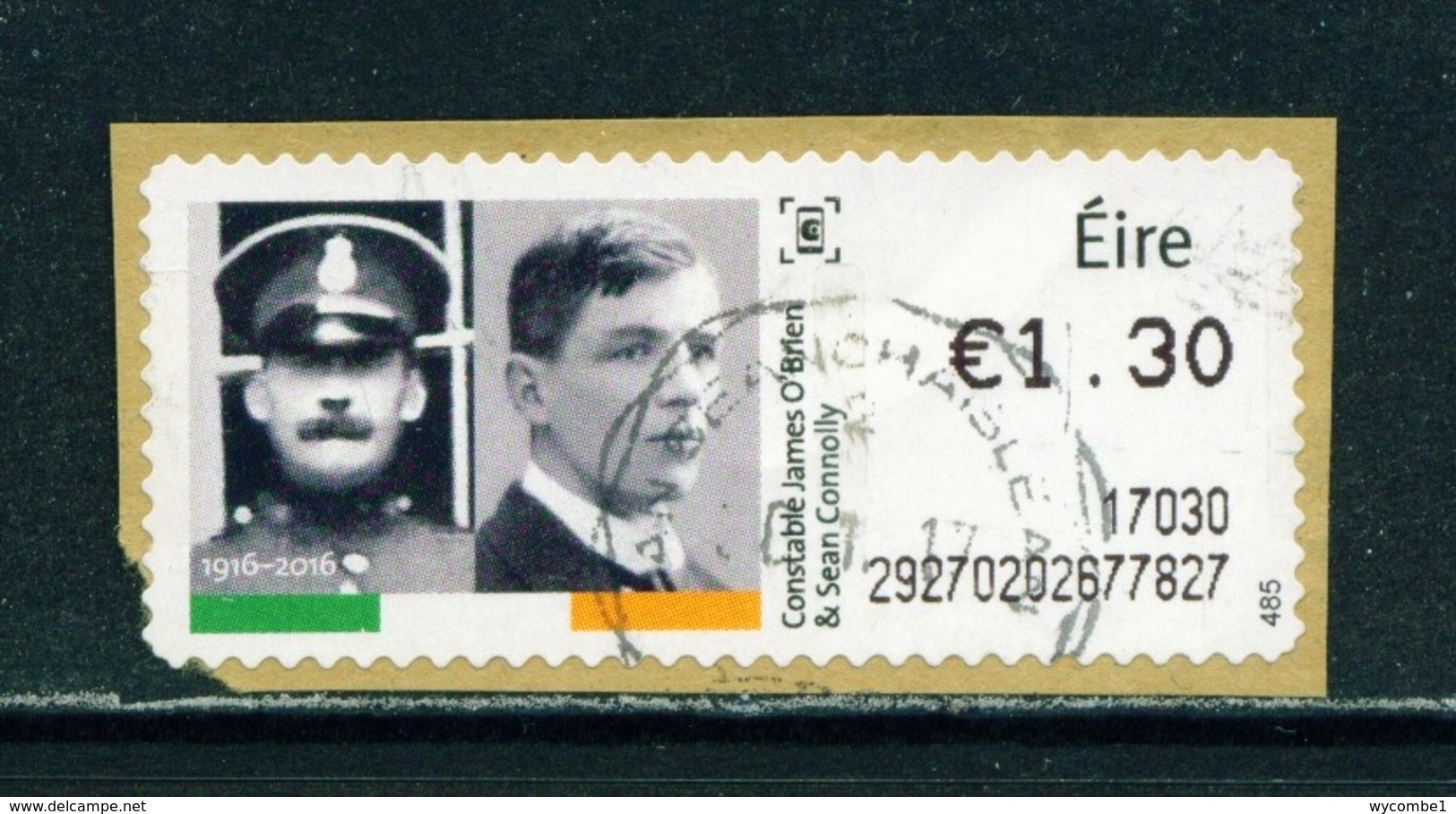 IRELAND  -  2016 Easter Rising SOAR (Stamp On A Roll)  CDS  Used On Piece As Scan - Used Stamps