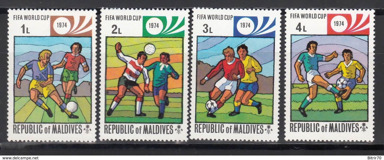 MALDIVES, 1974 Yvert Nº 496 / 99  MNH,  Copa Mundial De Fútbol - 1974 – Westdeutschland