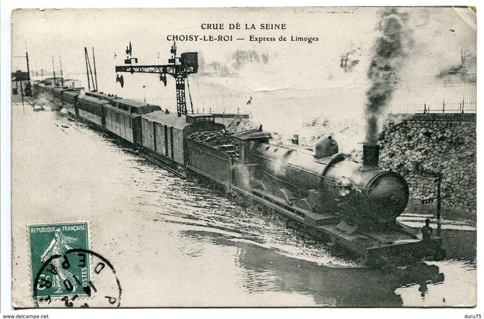 CPA 1910 * Crue De La Seine CHOISY Le ROI Express De Limoges ( Train Locomotive Vapeur Gros Plan Grue ) - Choisy Le Roi