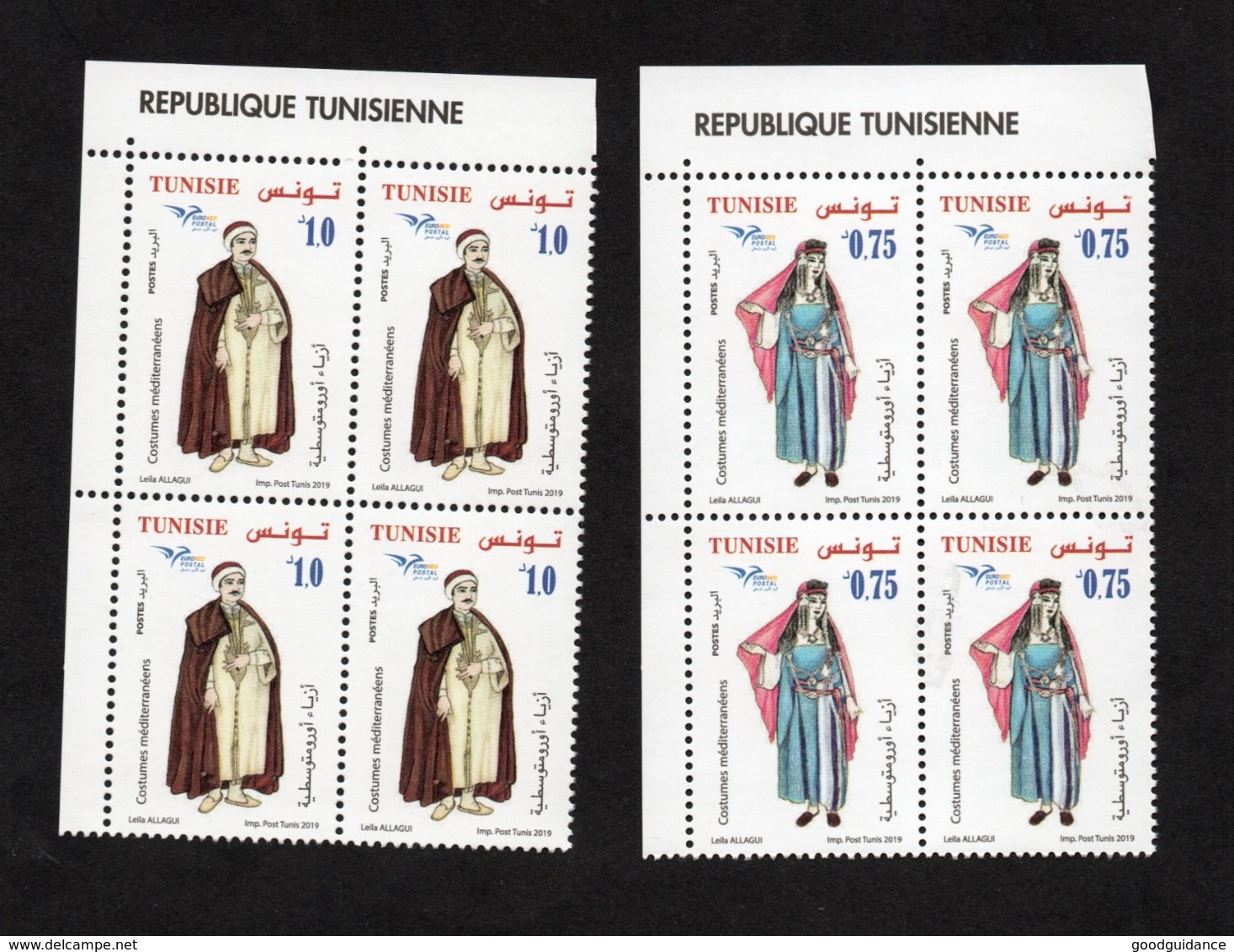 2019- Tunisia- Euromed- Costumes Of The Mediterranean - Block Of 4stamps - Complete Set 2 V.MNH** With Marge - Tunisie (1956-...)