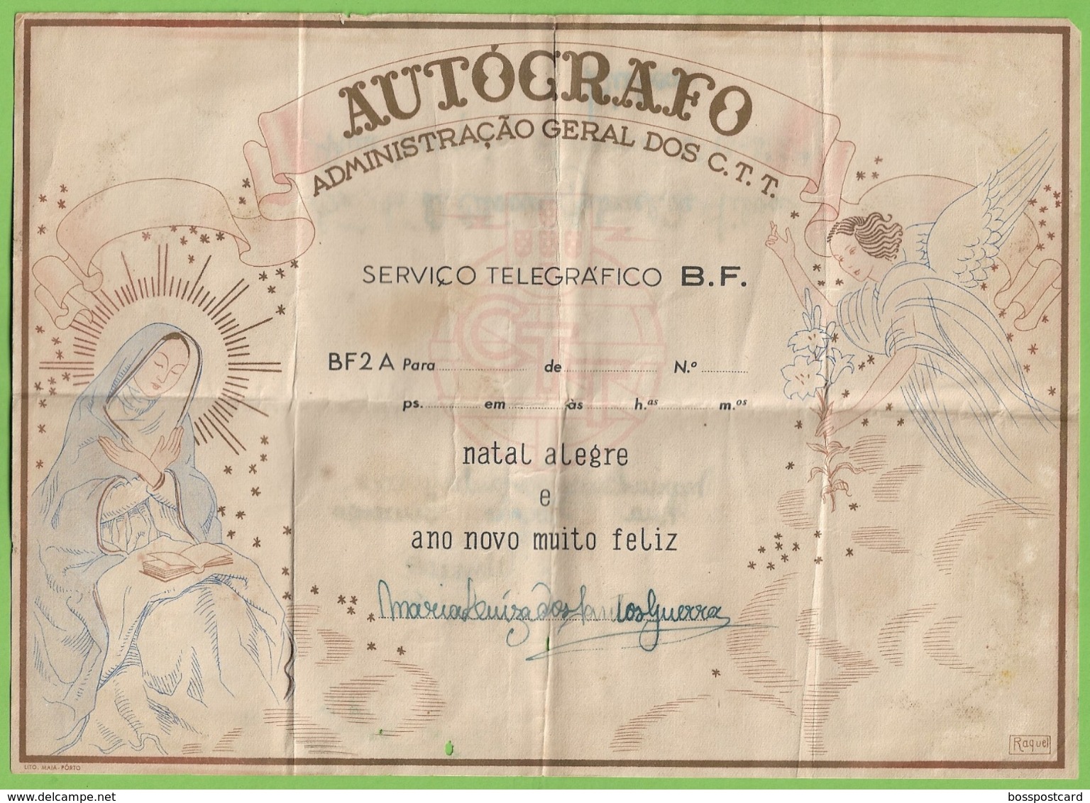 História Postal - Filatelia - Philately - Philatélie - Serviço Telegráfico - Autógrafo - Natal - Noel - Christmas - CTT - Briefe U. Dokumente