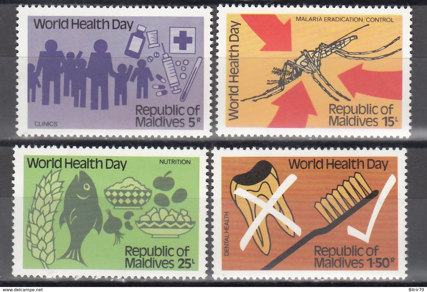 MALDIVES, 1980  Yvert Nº 831 / 834   MNH, Día Mundial De La Salud - Maldivas (1965-...)