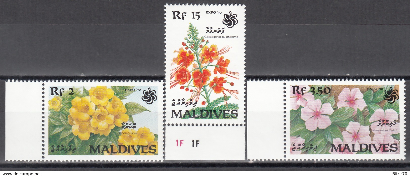 MALDIVES, 1990  Yvert Nº 1319 / 1321   MNH,  Exposición De Jardines Y Zonas Verdes, Osaka, Japón - Otros & Sin Clasificación