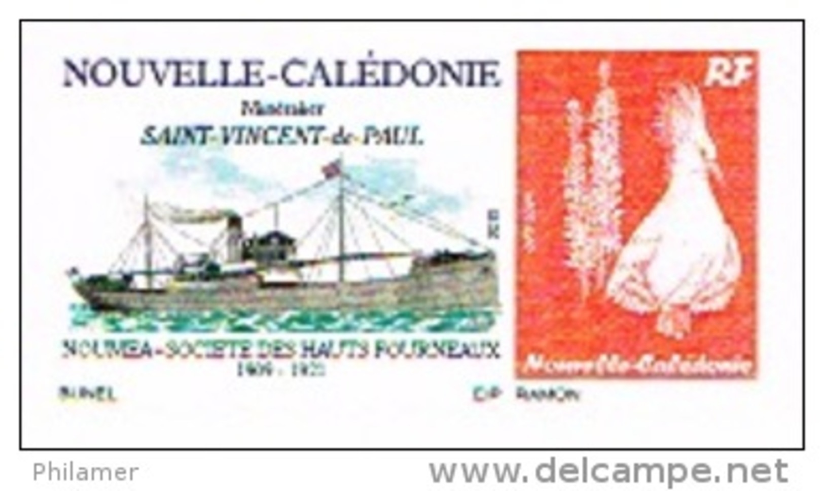 Nouvelle Caledonie France Timbre Personnalise Timbre A Moi Autocollant Prive Bunel Bateau Navire Saint Vincent Paul  UNC - Autres & Non Classés