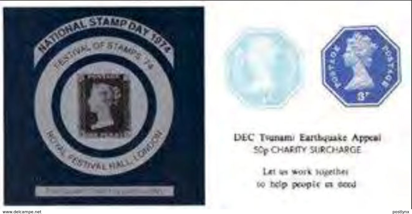 GREAT BRITAIN 1974/2005 Octagon IMPERF. 1p/3p Stamp Day Penny Black OVPT:Tsunami Sheetlet (postally Valid) [PRINT:250] - Non Dentellati