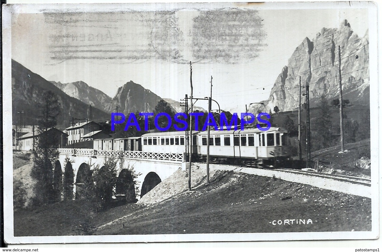 119332 ITALY CORTINA VIEW BRIDGE & TRAIN CIRCULATED TO ARGENTINA POSTAL POSTCARD - Andere & Zonder Classificatie