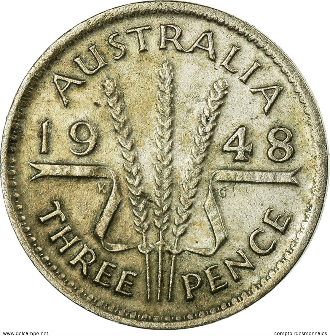 Monnaie, Australie, George VI, Threepence, 1948, Melbourne, TB+, Argent, KM:37a - Threepence