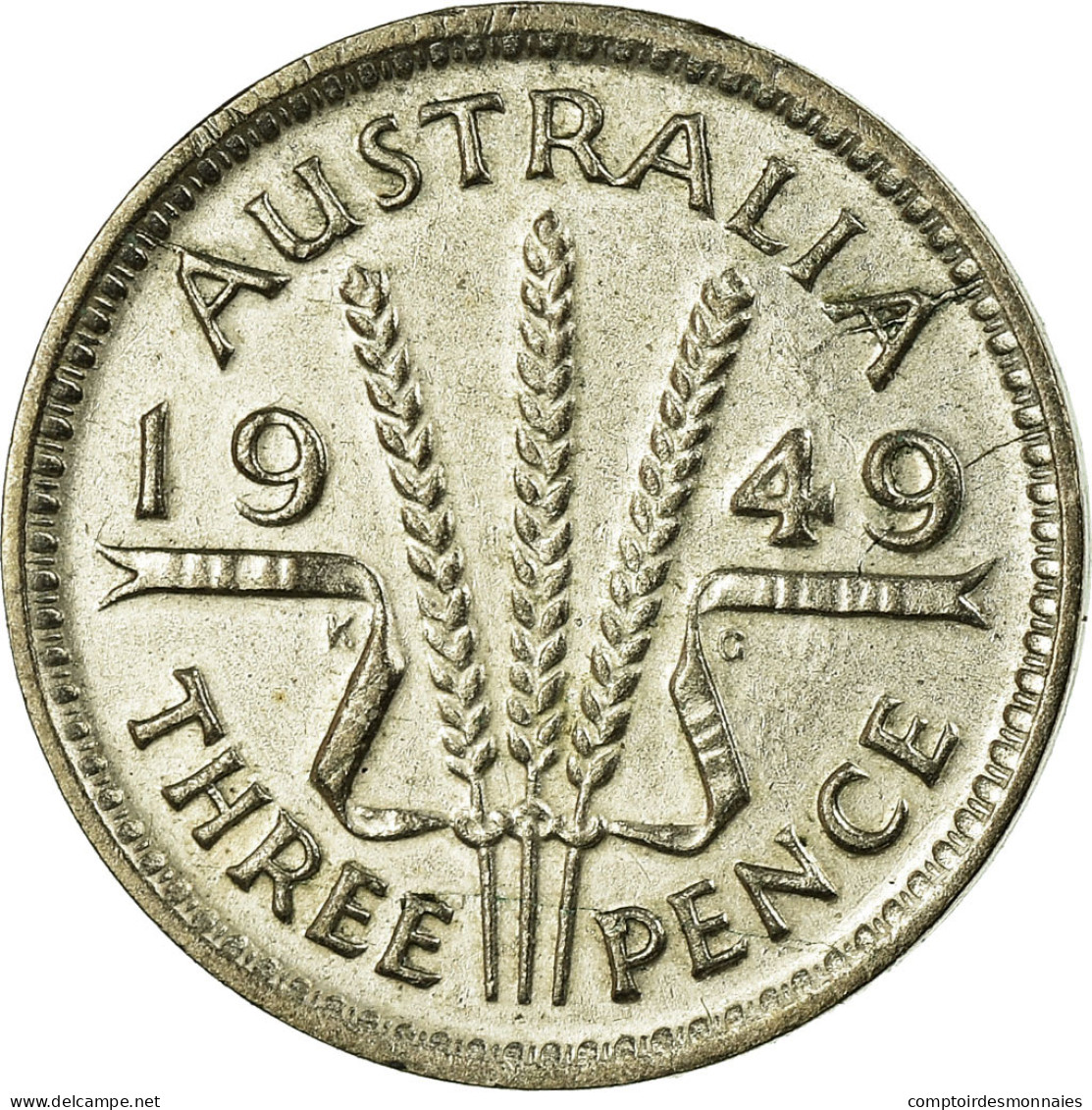 Monnaie, Australie, George VI, Threepence, 1949, TB+, Argent, KM:44 - Threepence