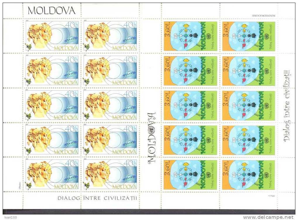 2001. Moldova, Dialog Of Civilizations, 2 Sheetlets Of 10v,mint/** - Moldawien (Moldau)