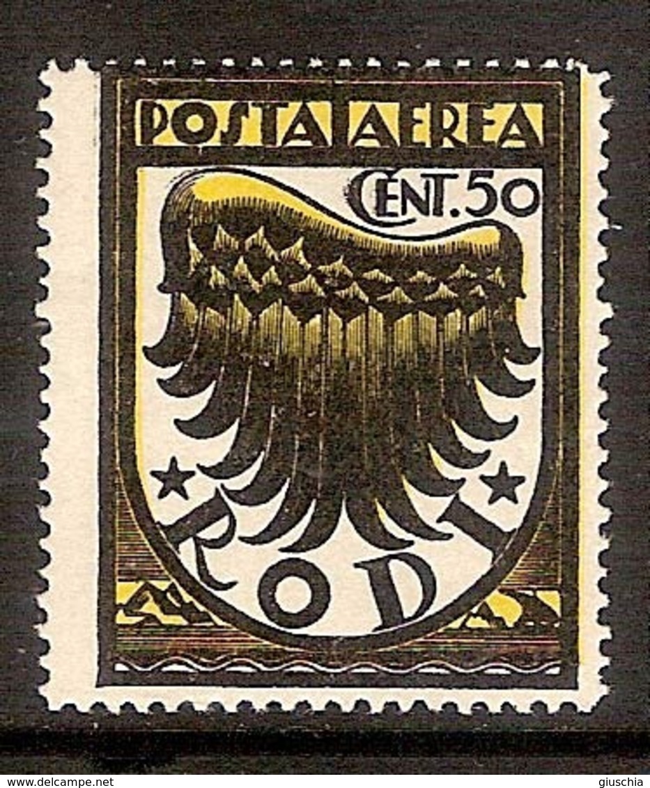 (Fb).Colonie.Egeo.1934.Posta Aerea.50c Nero E Ocra Nuovo.3^ Tiratura.Dentellato 14 (750-16) - Egeo