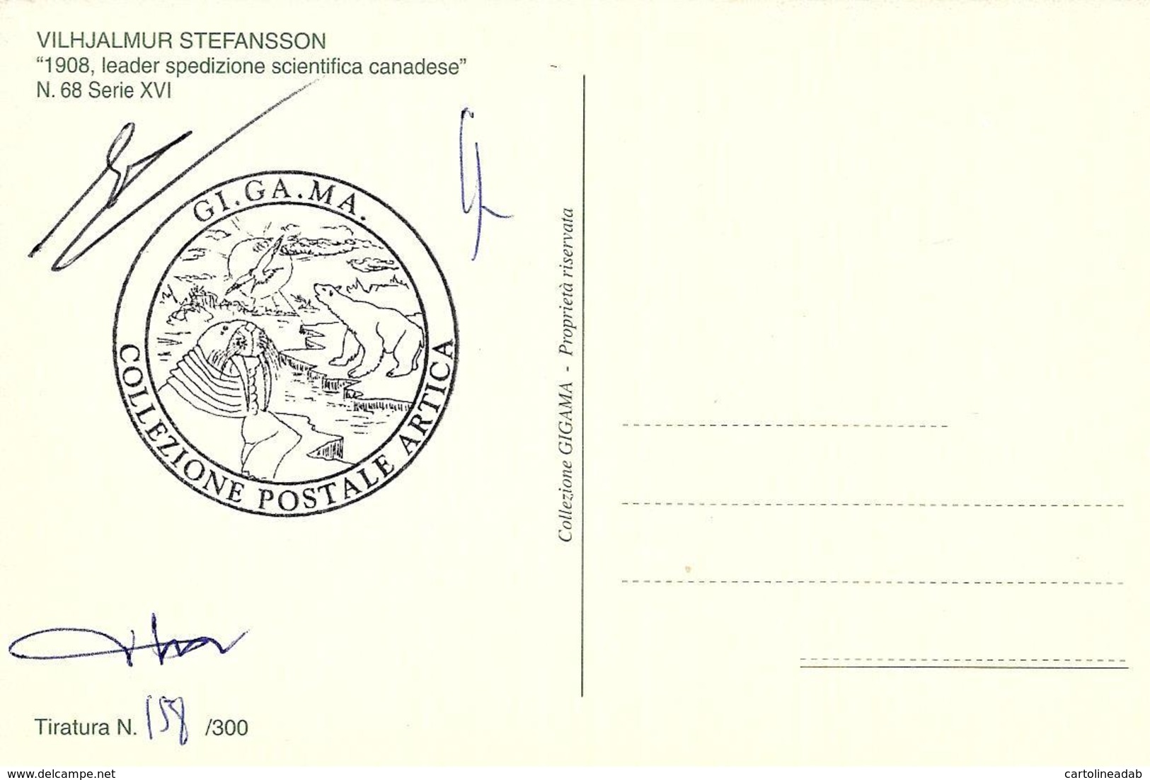 [MD3812] CPM - COLLEZIONE POSTALE ARTICA N° 68 CON ANNULLO E FIRME 1908 VILHJALMUR STEFANSSON LEADER SPEDIZIONE - NV - Storia