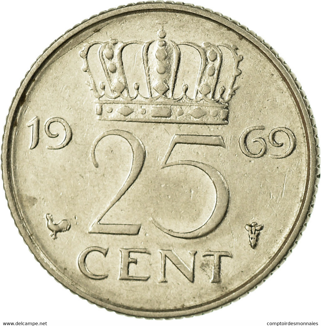 Monnaie, Pays-Bas, Juliana, 25 Cents, 1969, TB+, Nickel, KM:183 - 1948-1980 : Juliana