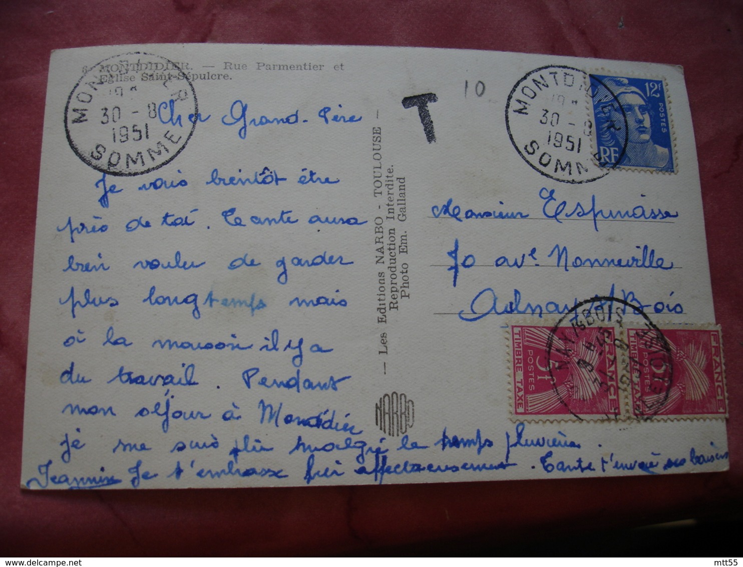 Lettre Taxee Paire Timbre Gerbe Gernes 5 F Rose - 1859-1959 Storia Postale