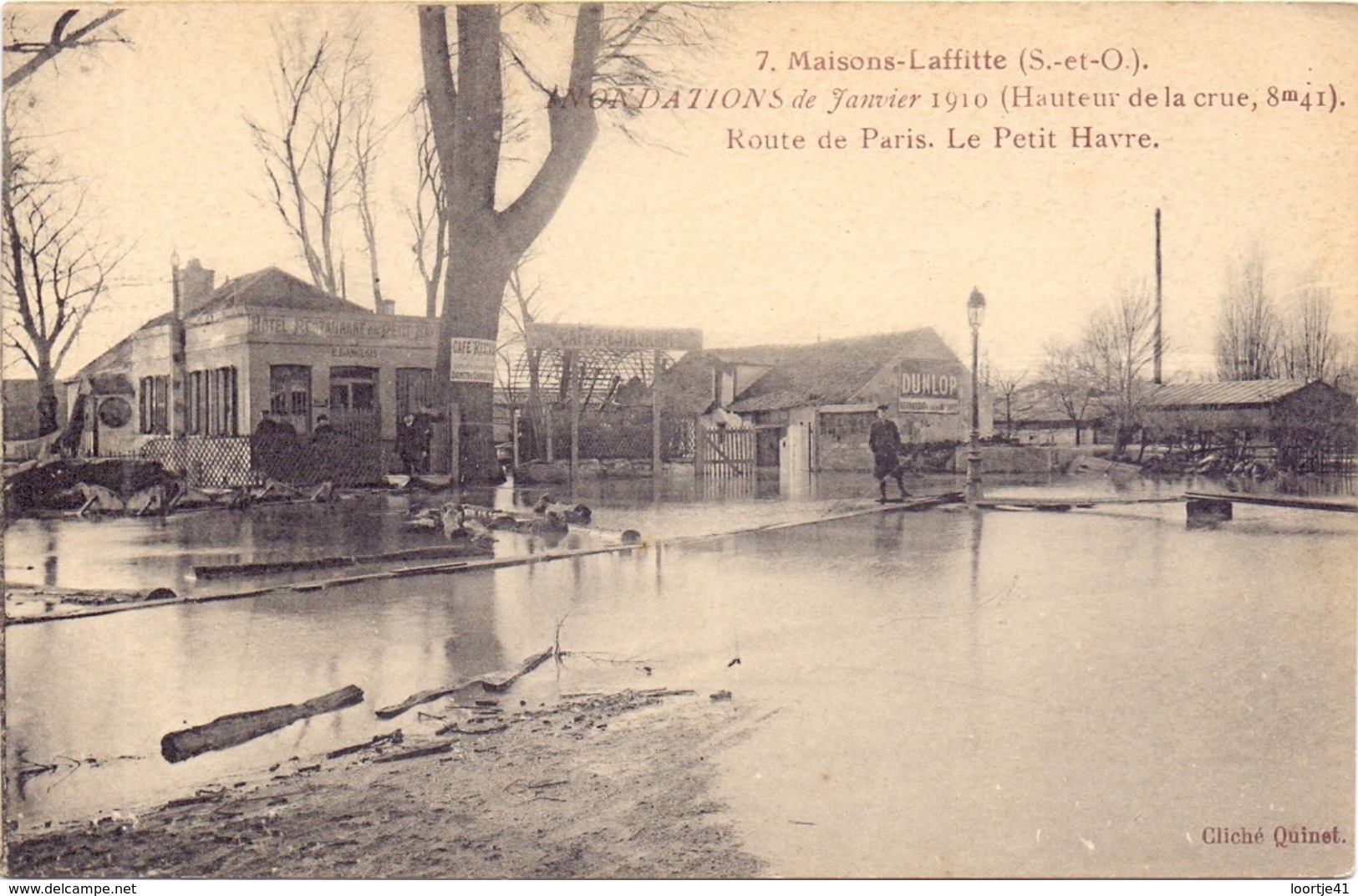 CP - Inondations De Janvier 1910 - Hotel Restaurant Maisons Laffitte - Route De Paris , Le Petit Havre - Hotels & Restaurants