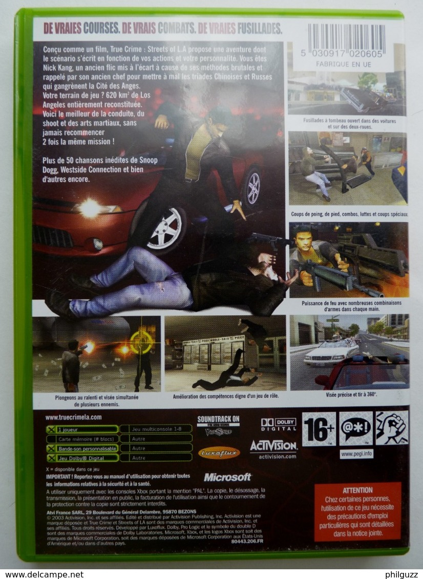 JEU XBOX TRUE CRIME STREETS OF LA  AVEC BOITIER ET LIVRET - Xbox