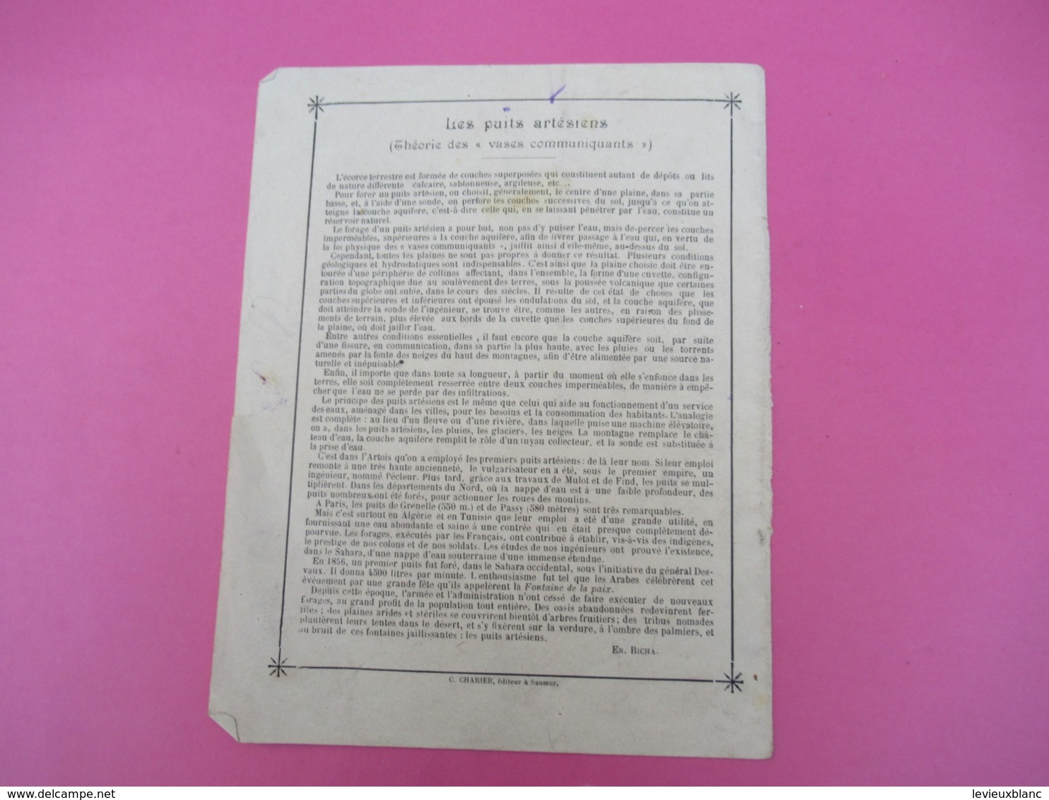 Couverture De Cahier écolier/A Travers La Science/ Puits Artesiens/Charier/Saumur/Vers 1900  CAH253 - Andere & Zonder Classificatie