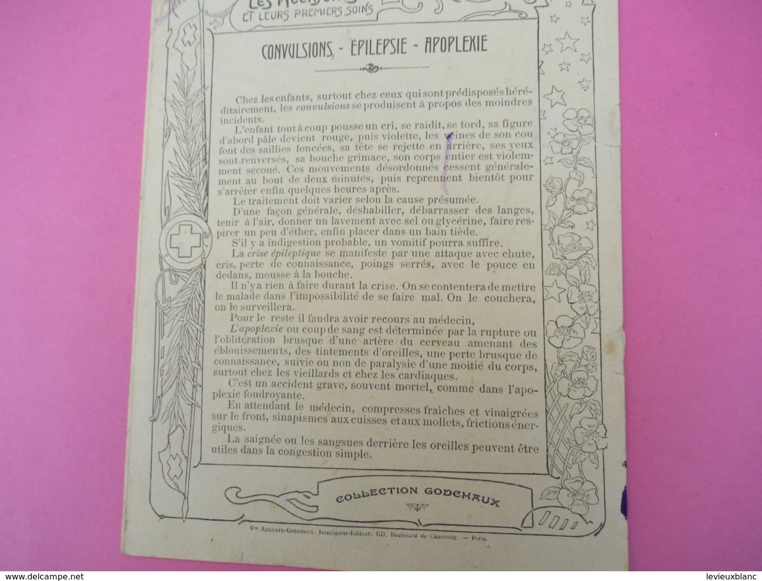 Couverture De Cahier écolier/Les Accidents Et Leurs Premiers Soins/Convulsions /Collection GODCHAUX/Vers 1900  CAH257 - Autres & Non Classés