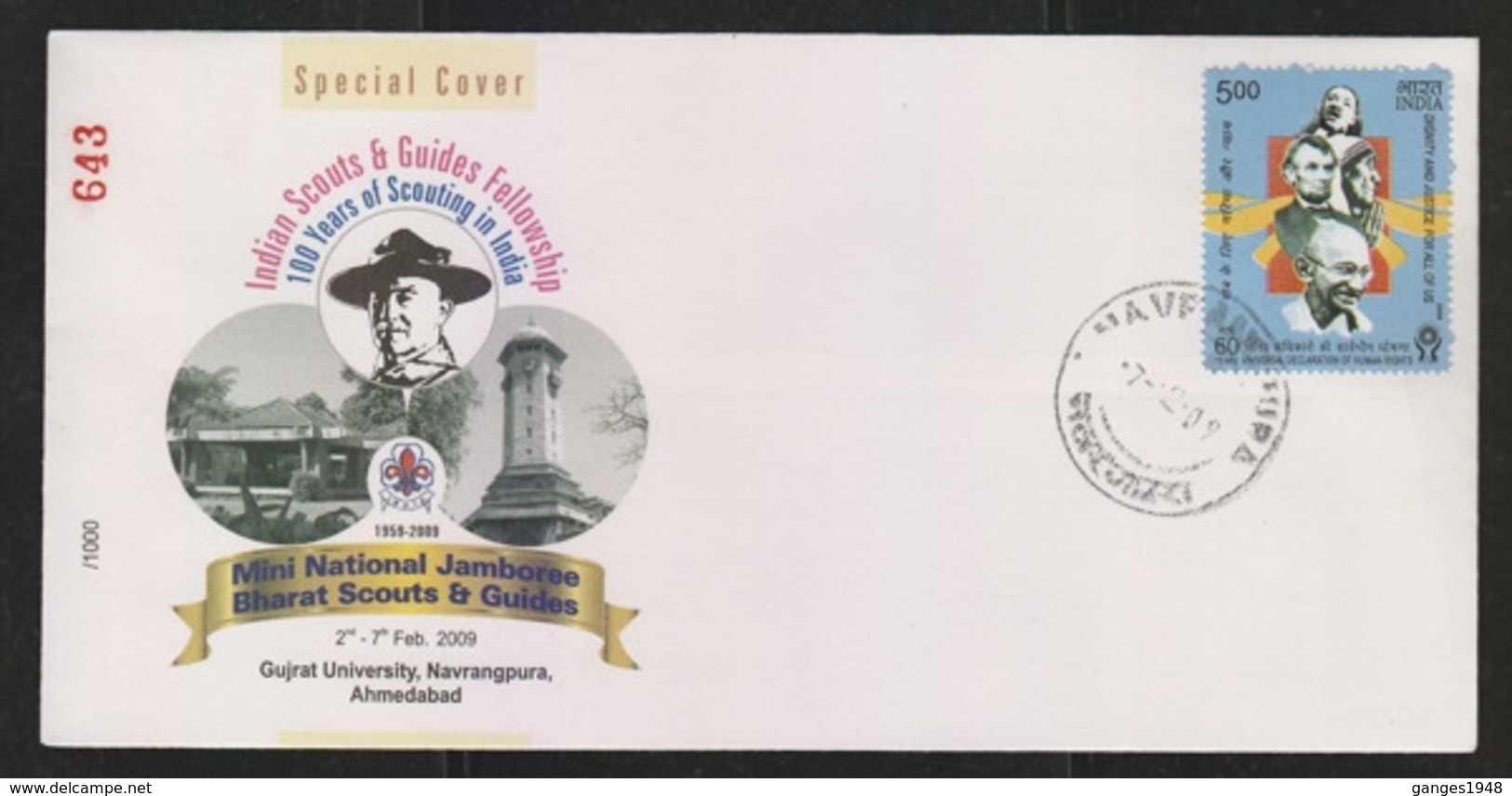 India  2009  Scouting  Baden Powell  Bharat Scouts & Guides  Mini National Jumboree  Special Cover #   20836  D - Covers & Documents