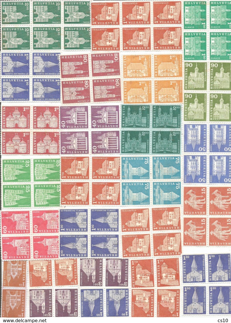 SUISSE Discount 50% OFF Under FV CHF 123.00 UNGUMMED Stamps X Postage HVs Lot Up To CHF.3.50 In Blocks Of 2/4/6 Pcs !!! - Lotes/Colecciones