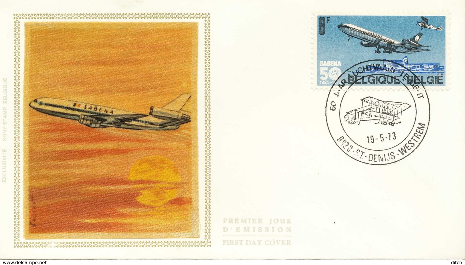 [65468]N° 1675 - FDC - Sabena - "St-DENIJS-WESTREM" - Avion, SNC - Avions