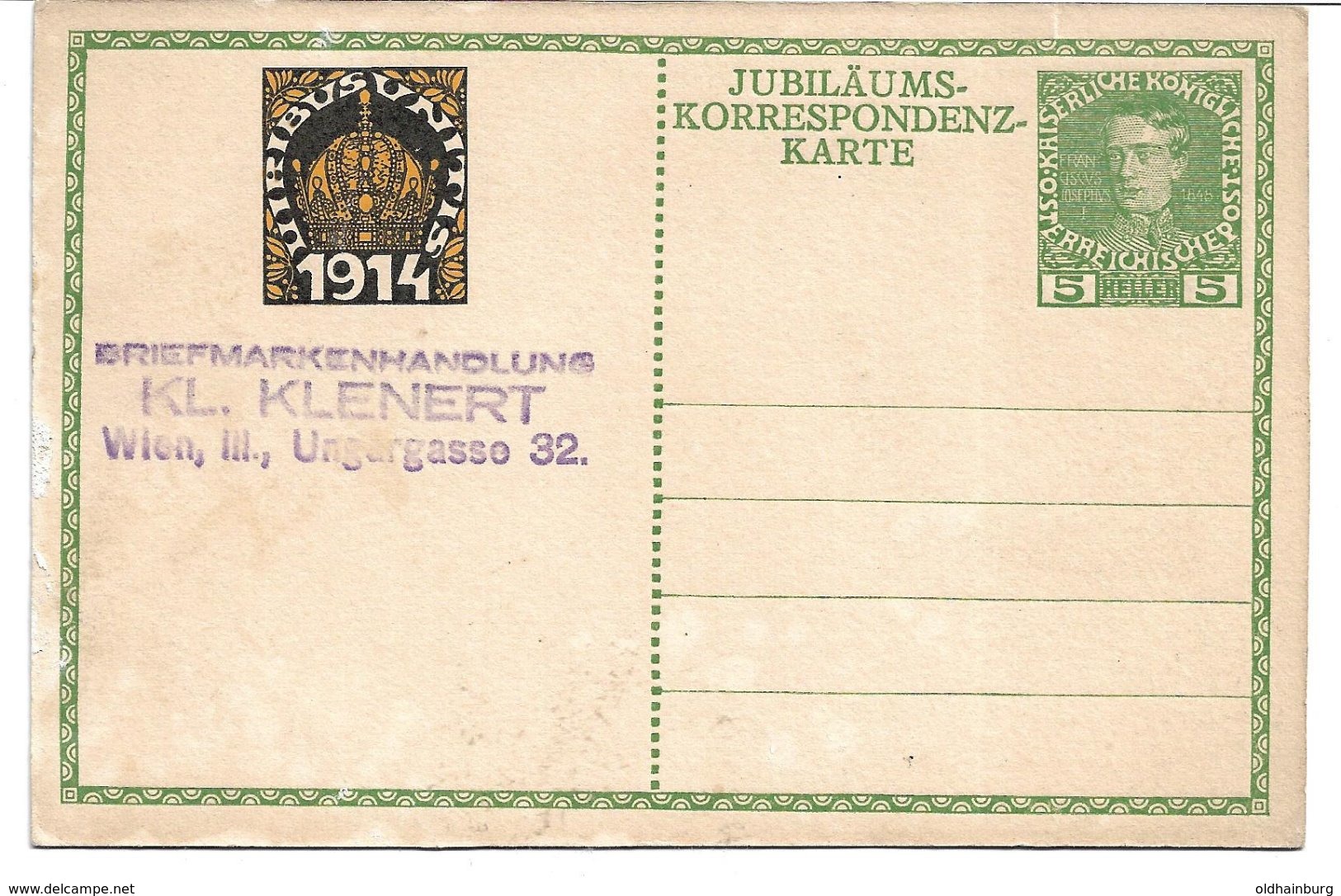 1570h: Ganzsache Jubiläums- Korrespondenz- Karte 1914 - Lettres & Documents