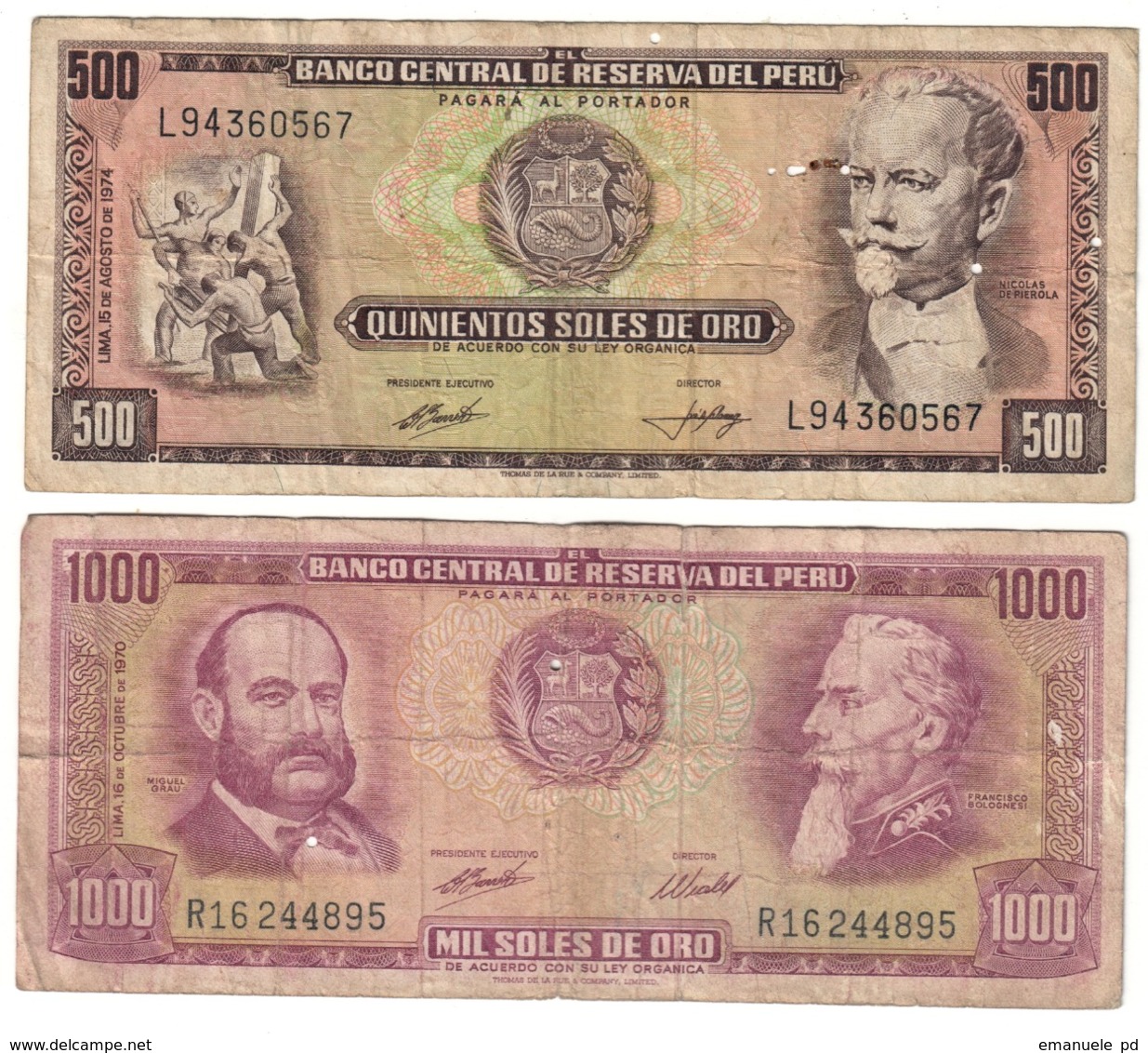 Peru Lot Set 2 Banknotes *V* - Pérou