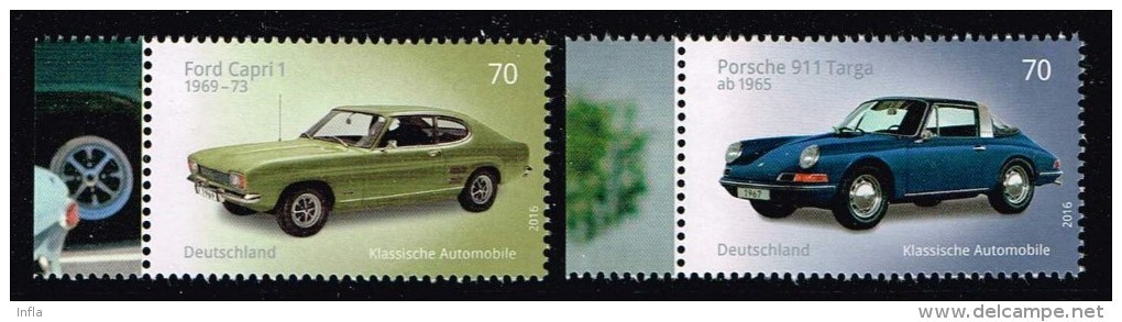 Bund 2016, Michel# 3201 - 3202 ** Porsche 911 Targa / Ford Capri 1 - Ungebraucht