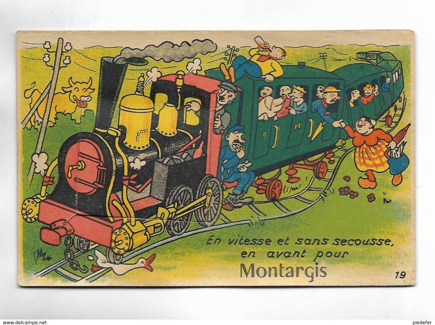 45 - En Vitesse Et Sans Secousse, En Avant Pour MONTARGIS - Carte à Système Avec Dépliant. - Montargis