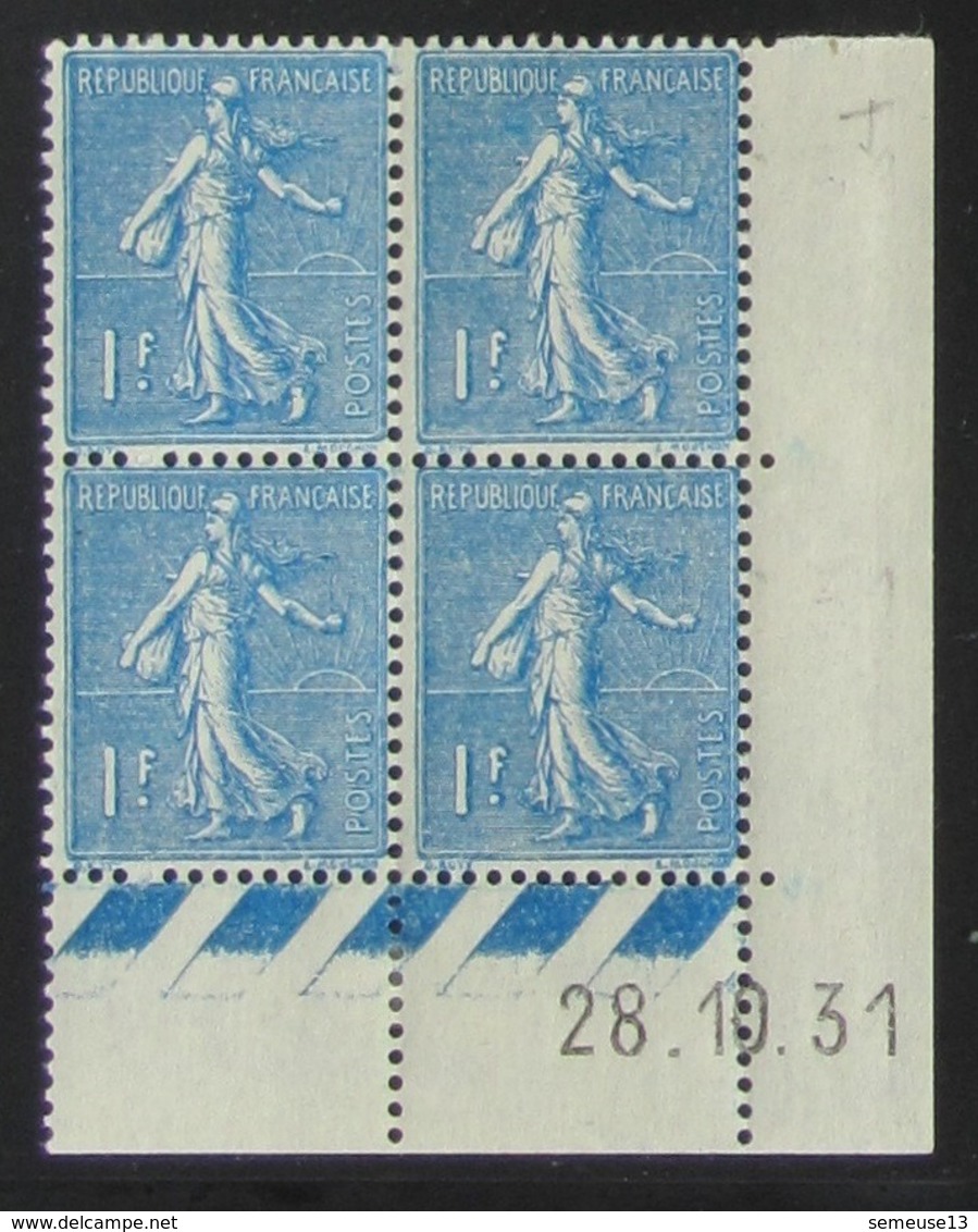 Semeuse 1 F. Bleu 205 En Bloc De 4 Coin Daté - Pas Cher - 1903-60 Semeuse Lignée