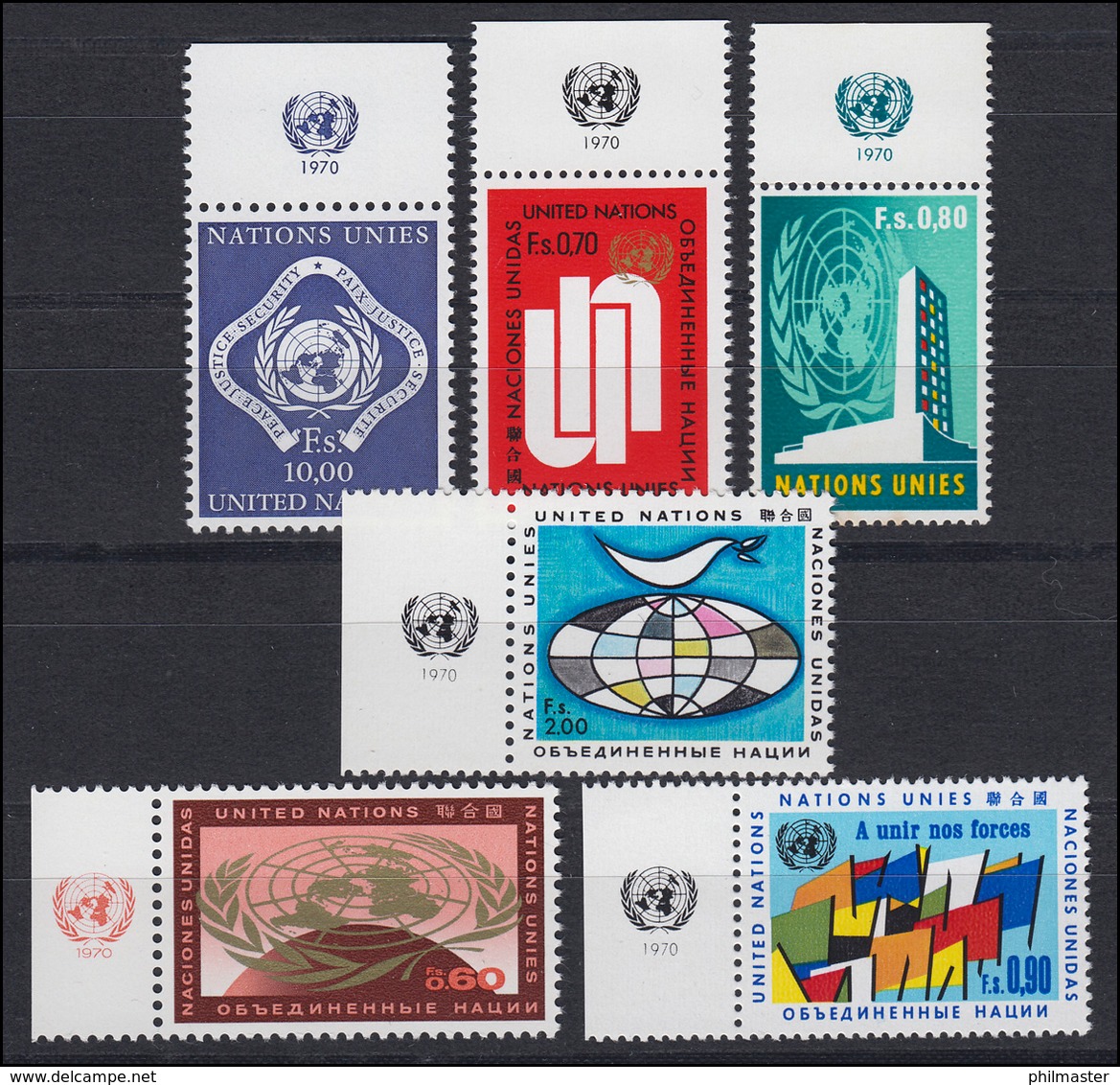 9-14 UNO Genf Jahrgang 1970 Komplett - Mit TAB, Postfrisch - Autres & Non Classés