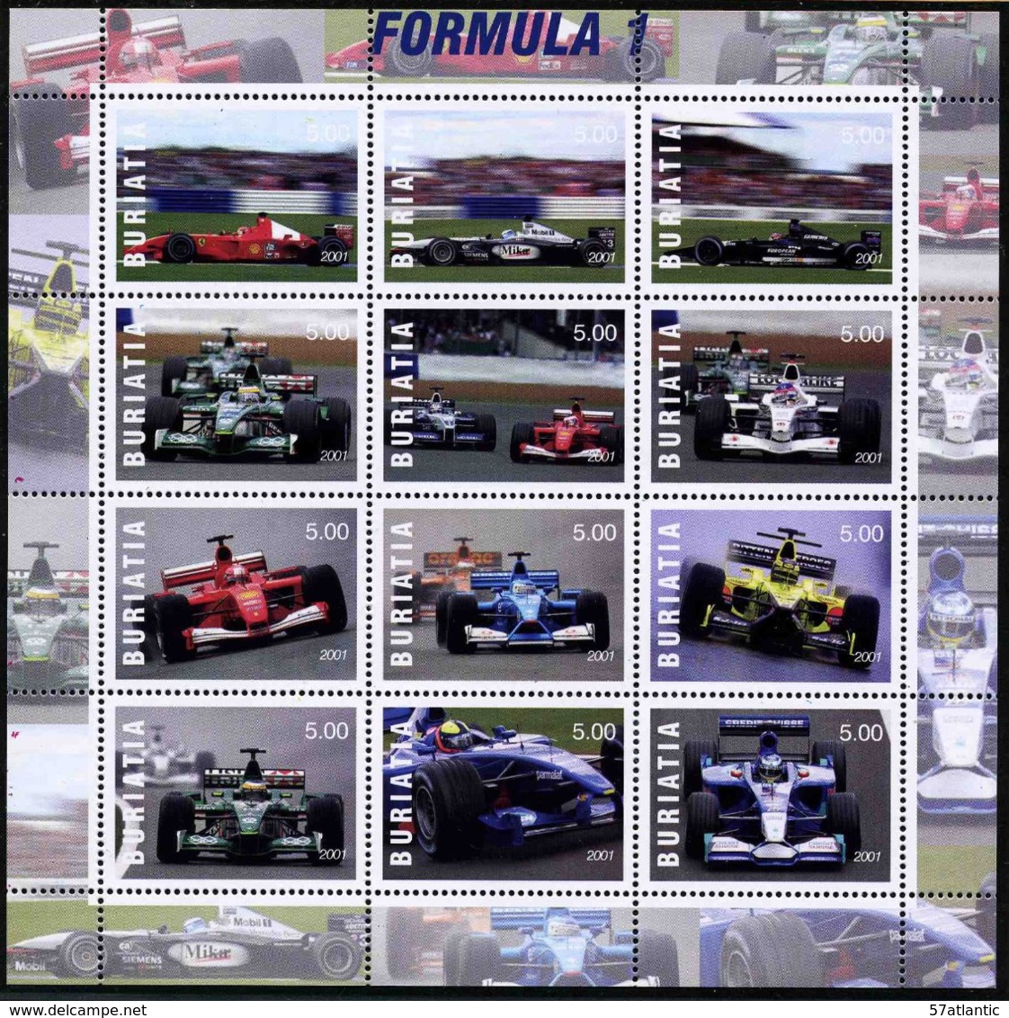 AUTOMOBILES  FORMULE 1 - BLOC FEUILLET DE 12 VIGNETTES NEUVES ** - Autorennen - F1