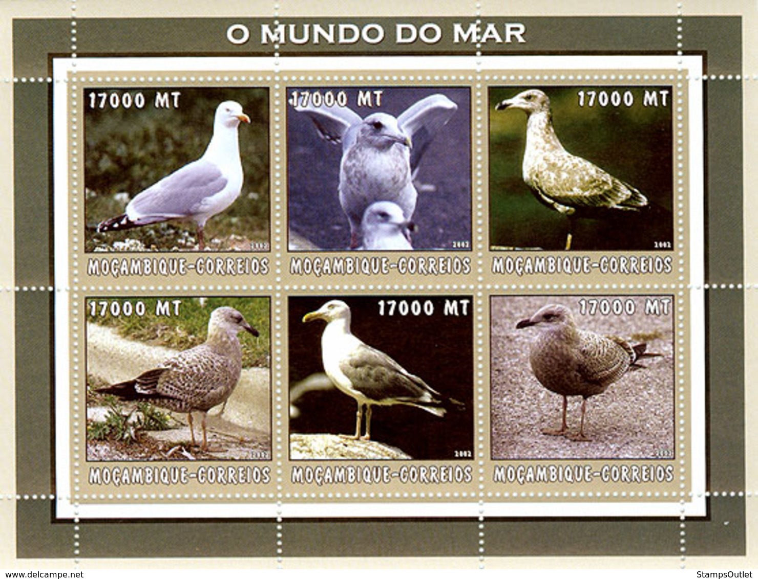 Mozambique 2002 - Herring Gull 6v - Y&T 2222-2227, Michel 2650-2655, Scott 1662. - Mozambique