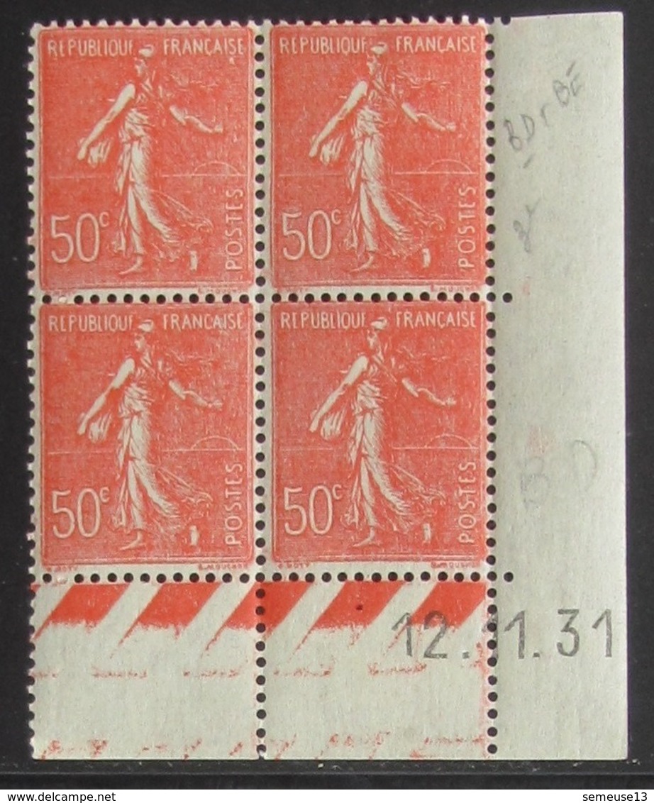 Semeuse 50 C. Rouge 199 En Bloc De 4 Coin Daté - Pas Cher - 1903-60 Semeuse Lignée