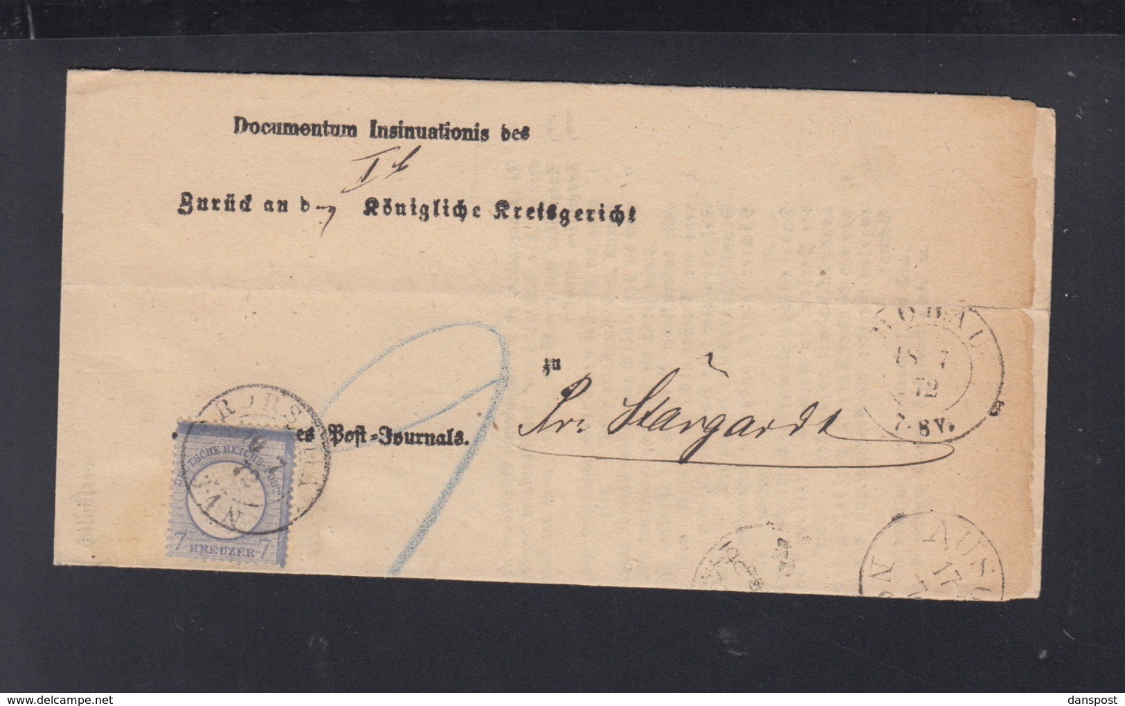 Dt. Reich Polen Poland Postbehändigungsschein Bobau 1872 - Brieven En Documenten