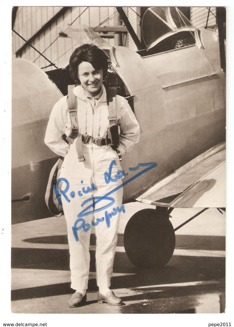 CPSM Reine LACOUR " Pompon" Voltige Aérienne - Aviatrice Monitrice Meetings De L'Air - Autographe Original - Airmen, Fliers