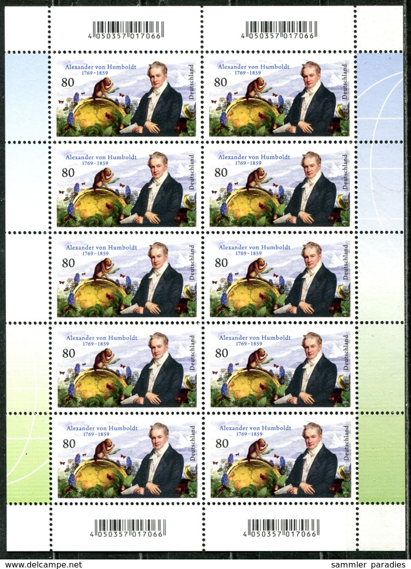 BRD - 10x 3492 - ** Postfrisch - 80C     Alexander Von Humboldt - Ausgabe 05.09.2019 - Ungebraucht