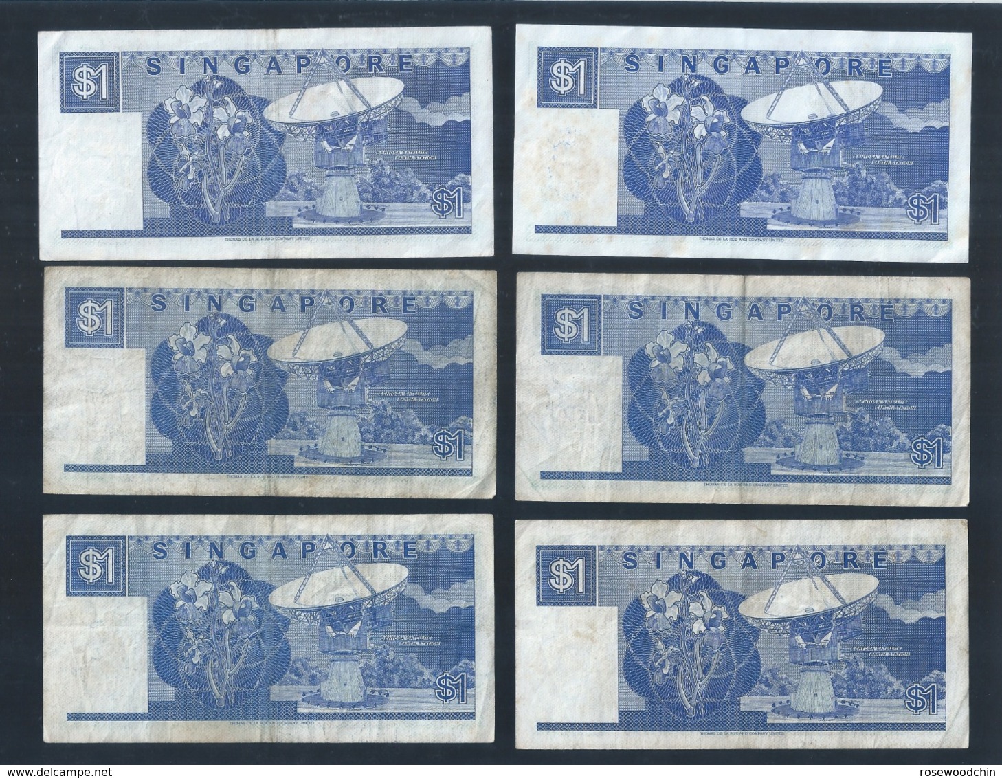 Lot Of 6 Pcs. Singapore $1 Ship Series Banknote Money  (#129) - Singapour