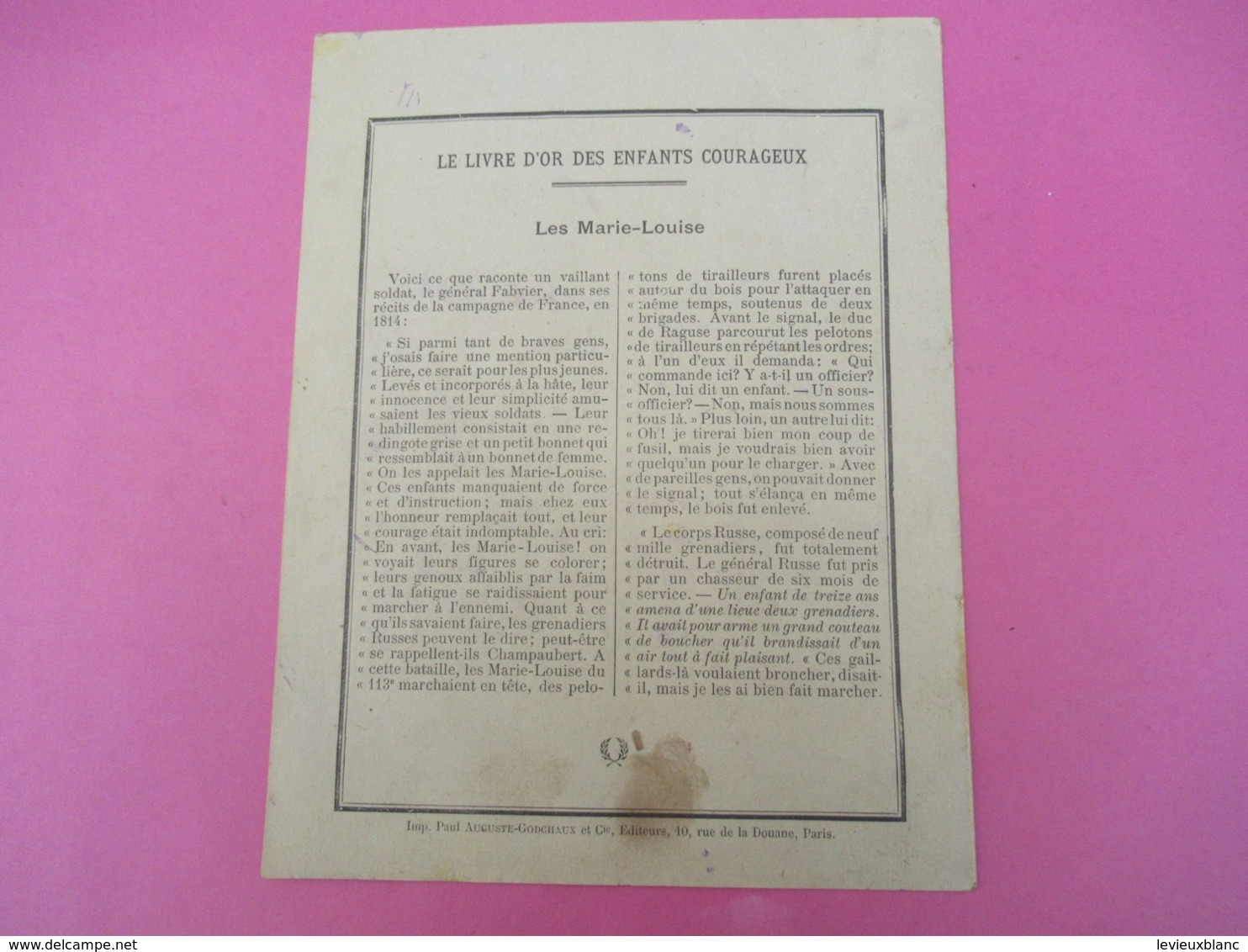 Couverture De Cahier écolier/Le Livre D'Or Des Enfants Courageux/Les Marie-Louise/Collection Godchaux/Vers1900 CAH278 - Other & Unclassified