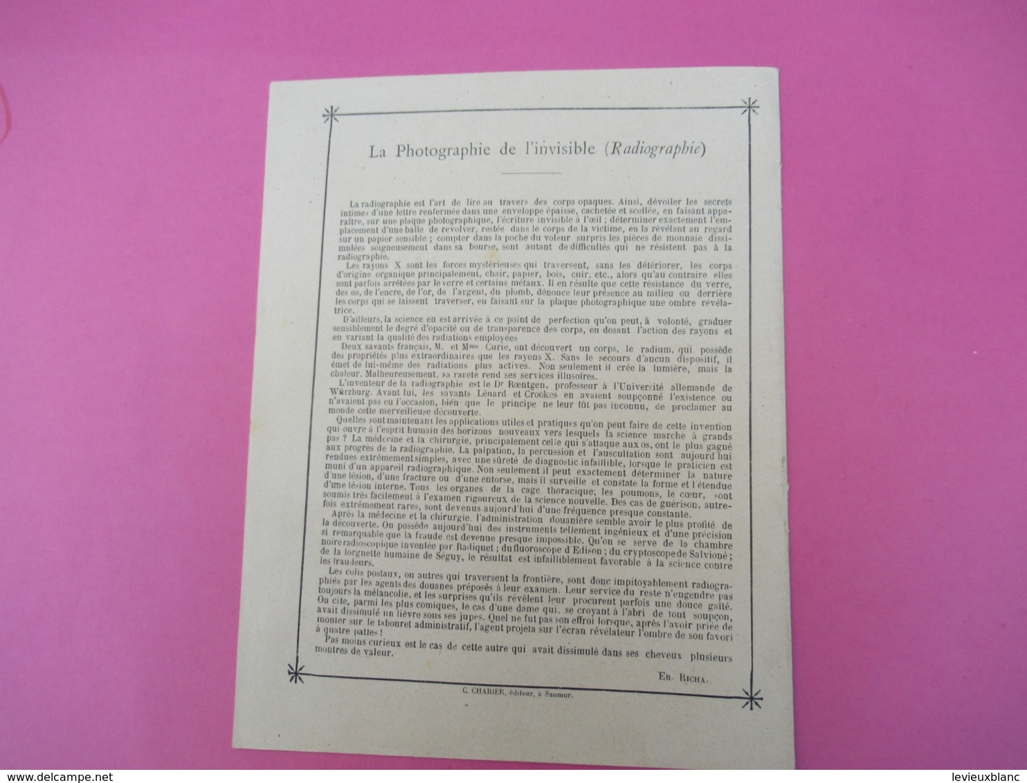 Couverture De Cahier écolier/Découvertes Et Inventions Modernes / La Photographie De L'Invisible/Charier/Vers1900 CAH280 - Autres & Non Classés