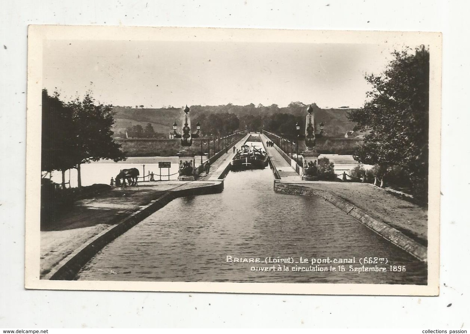 Cp , Transport ,bateau ,péniche ,45 ,BRIARE ,le Pont Canal ,  Voyagée - Hausboote