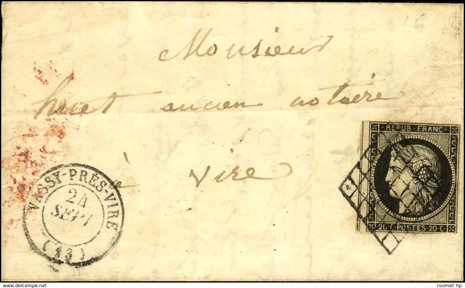 Grille / N° 3 Leg Def Càd T 15 VASSY-PRÈS-VIRE (13). 1849. - TB. - 1849-1850 Cérès