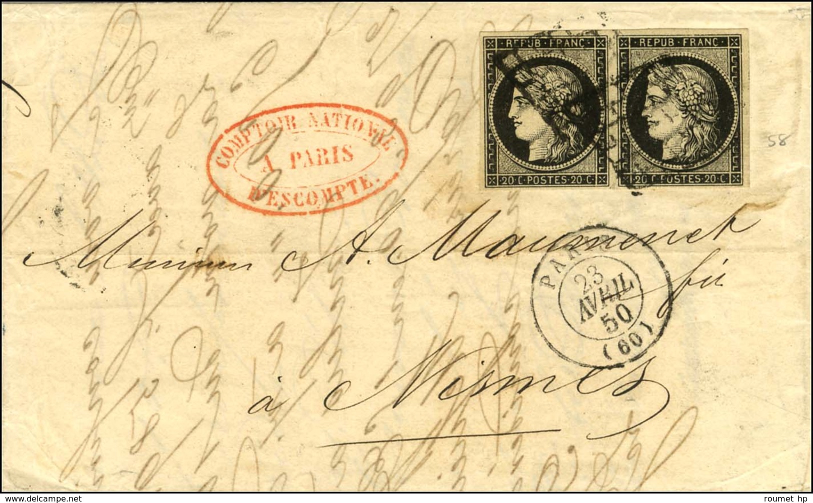 Grille / N° 3 Paire Càd PARIS (60). 1850. - TB. - 1849-1850 Ceres