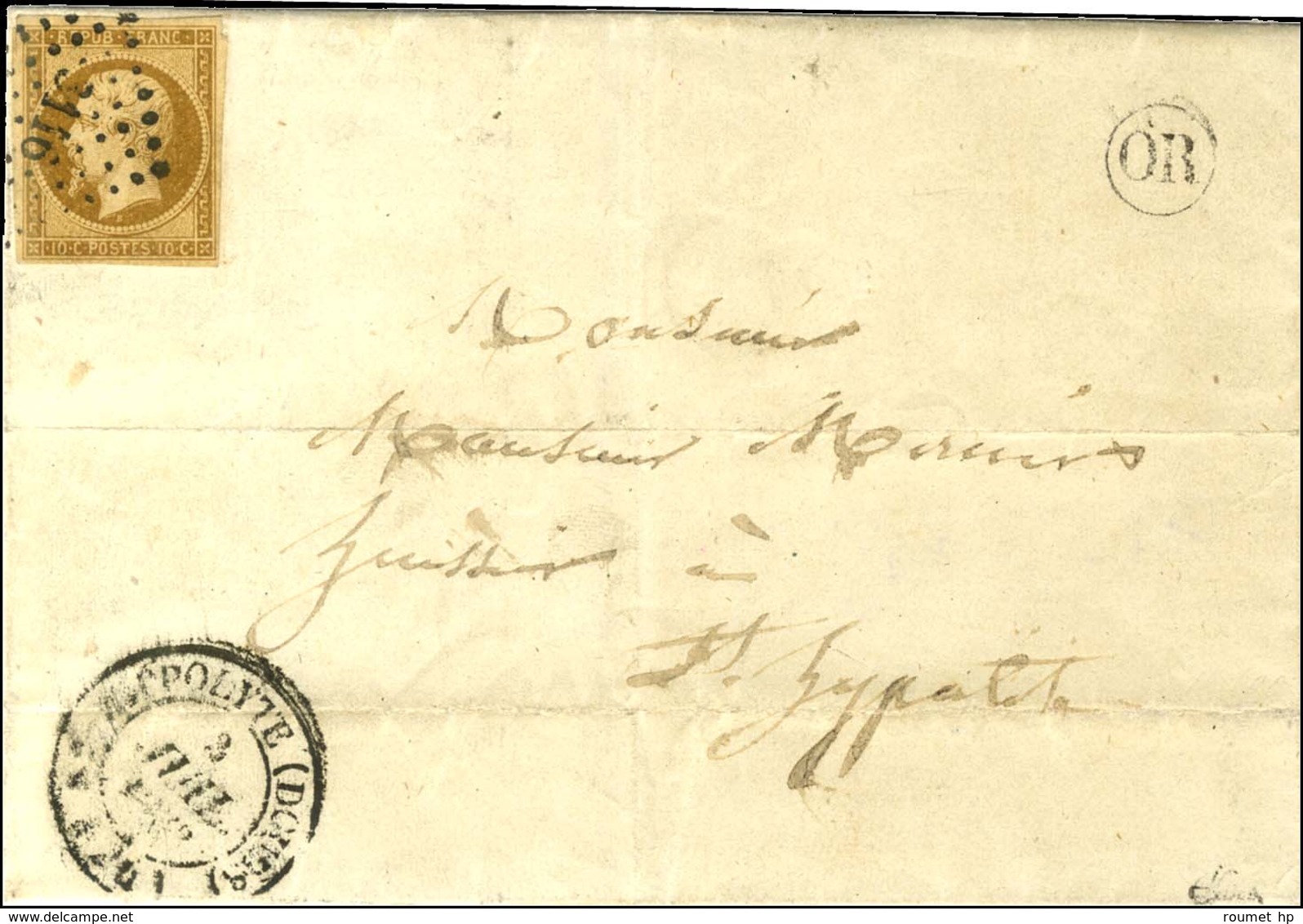 PC 3116 / N° 9 Bistre-brun Belles Marges Càd T 14 St HIPPOLYTE (DOUBS) (24) Sur Lettre Locale. 1853. - TB. - R. - 1852 Louis-Napoleon