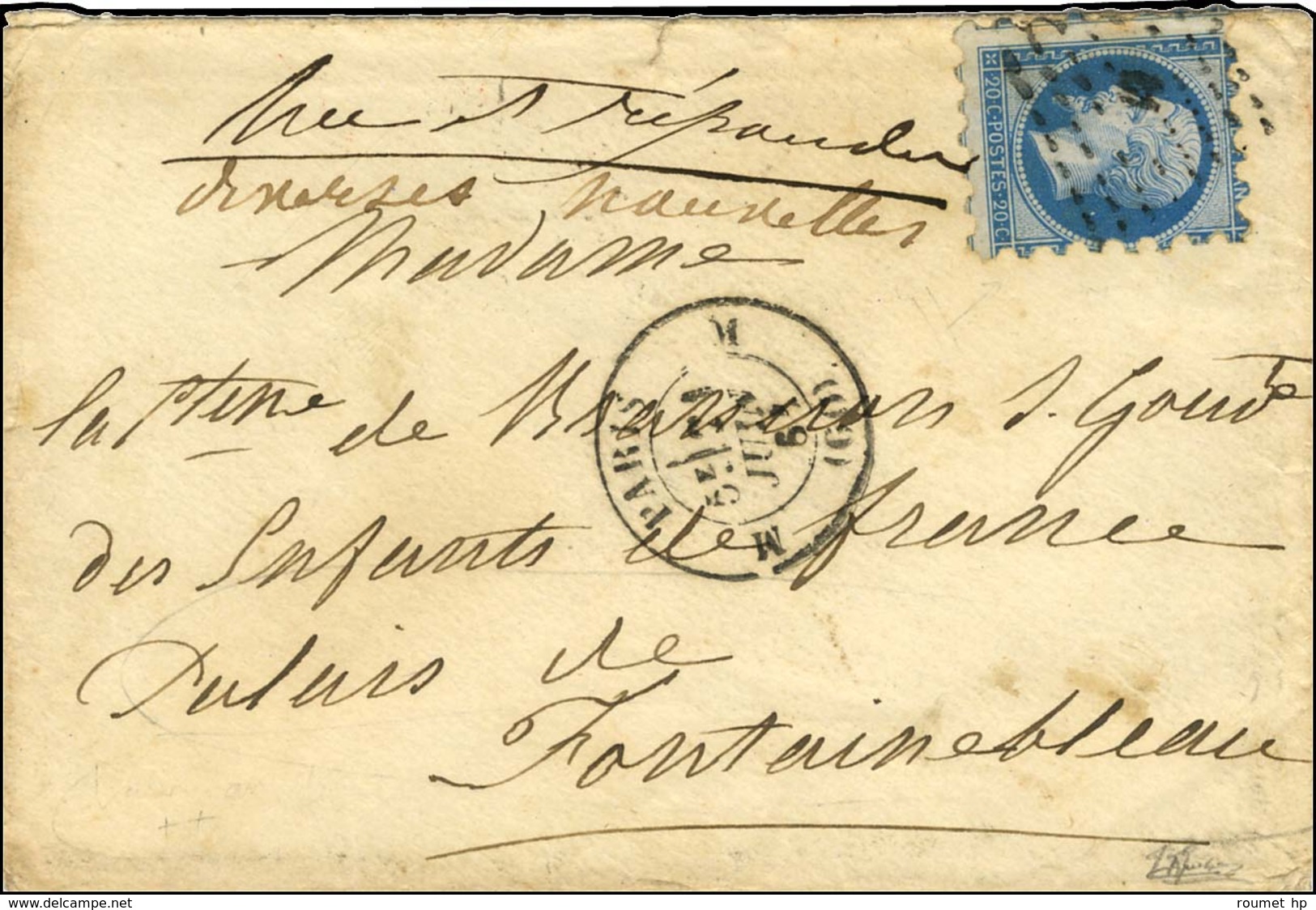 Losange M / N° 14 Type II Piquage Susse Càd M PARIS M (60) Sur Lettre Pour Le Palais De Fontainebleau. Au Verso, Càd D'a - 1853-1860 Napoléon III