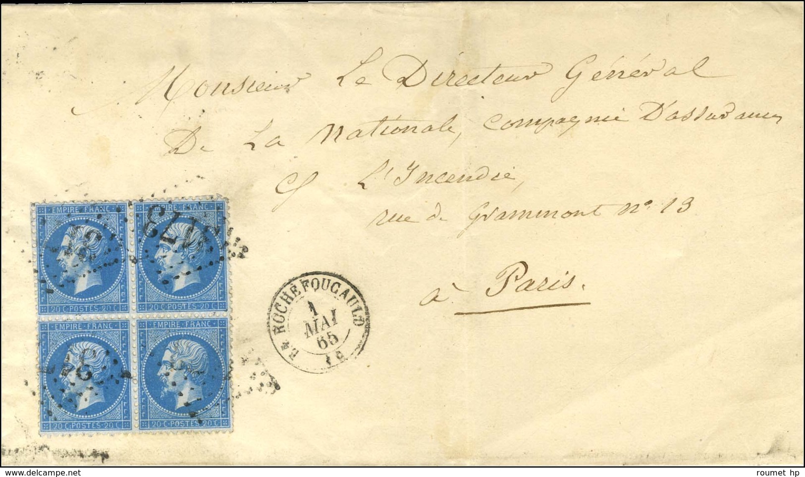 GC 3173 / N° 22 Bloc De 4 Càd T 15 LA ROCHEFOUCAULD (15). 1865. - TB. - 1862 Napoléon III.