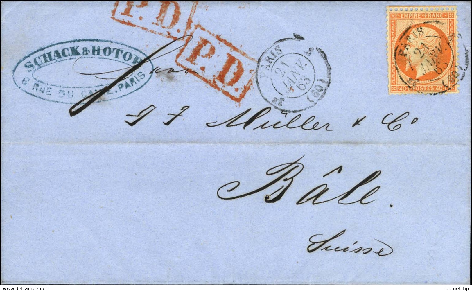 Càd 3e PARIS 3 (60) / N° 23 Sur Lettre Pour Bâle. 1863. - SUP. - 1862 Napoléon III.