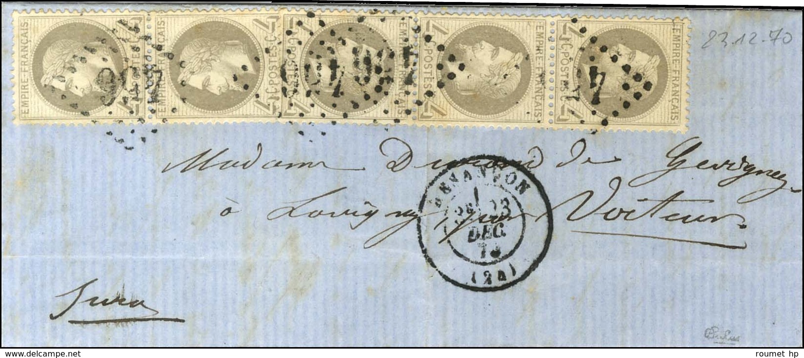 GC 456 / N° 27 (5) Càd T 17 BESANÇON (24). 1870. - TB. - R. - 1863-1870 Napoléon III Lauré